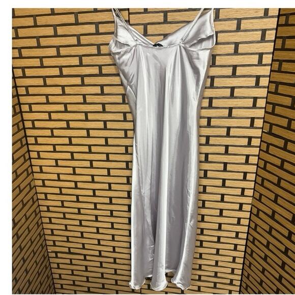 Bebe Silver Midi Slip Dress Size Small - Picture 2 of 9